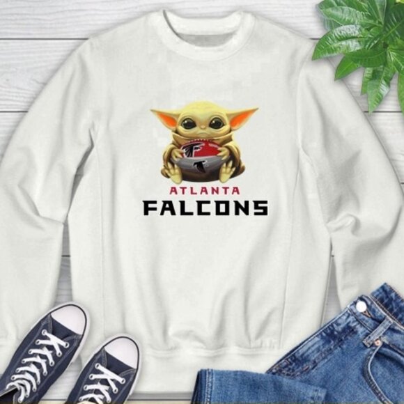 Atlanta Falcons Baby Yoda Star Wars NFL Football Christmas Sweatshirt 159 - Picture 1 of 5